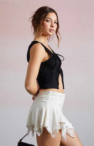 Lace Asymmetrical Mini Skort image number 4