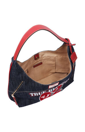 Varsity Logo Dark Denim Hobo Bag image number 6