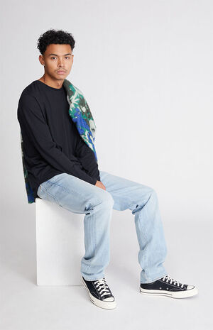Black Basic Solid Scallop Long Sleeve T-Shirt image number 4