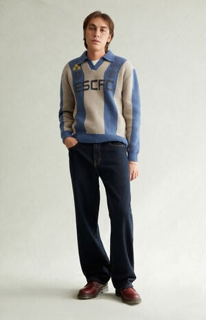 Dylan Baggy Jeans Contrast Stitch Dark Blue image number 2