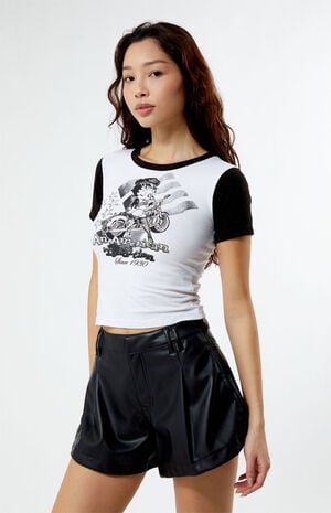 Betty Boop Biker Cropped T-Shirt image number 1