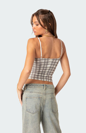 Plaid Printed Cupped Corset image number 5