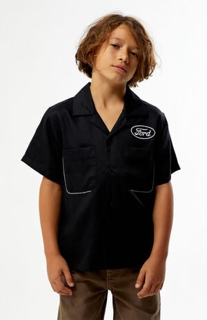 Kids Pick Stitch Cropped Camp Shirt image number 1