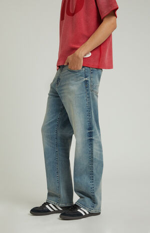 Stretch Medium Indigo Baggy Jeans image number 3