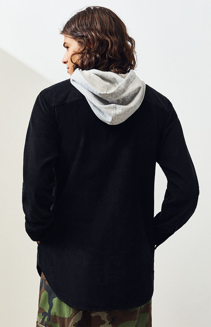 Cadio Cord Hooded Long Sleeve Button Up Shirt