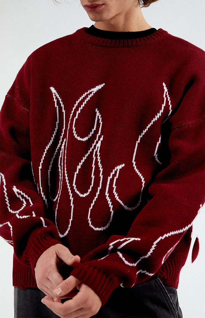 トップス Black & Red Flame Sweater Black & Red Flame Sweater 17AW BLACK HOODIE RED FLAMES | Vision of