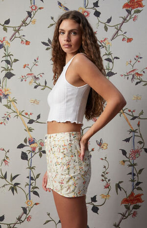 x PacSun Floral High Waisted Asymmetrical Mini Skirt image number 4