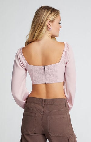 Satin Long Sleeve Corset Top image number 3