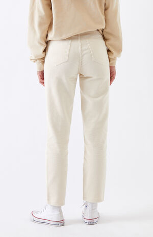 Cream Corduroy Mom Jeans image number 4