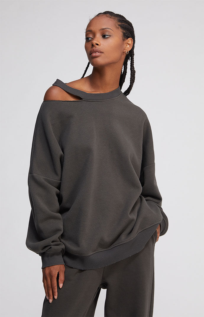 PacSun San Diego Distressed Crew Neck Sweatshirt PacSun
