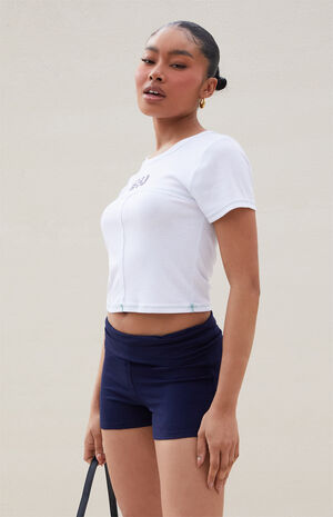 Fold-Over Knit Biker Shorts image number 2