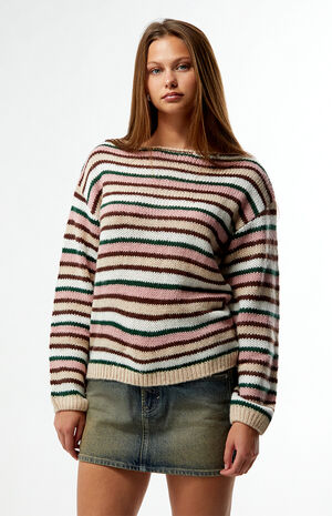 Boat Neck Striped Sweater image number 1