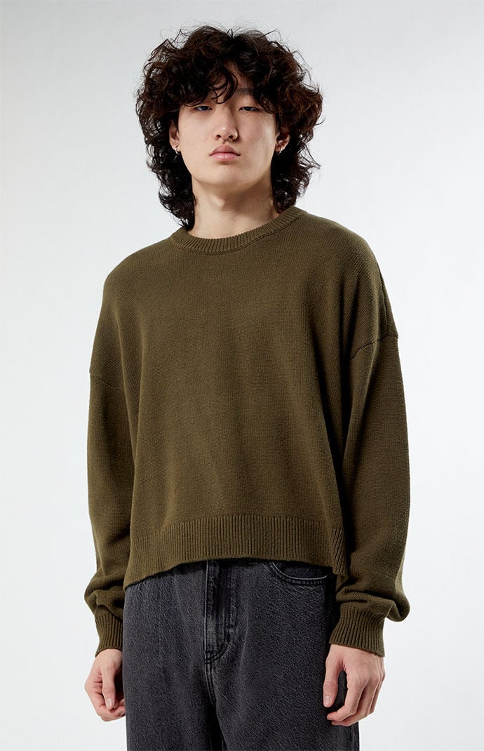 Olive green crop sweater on sale