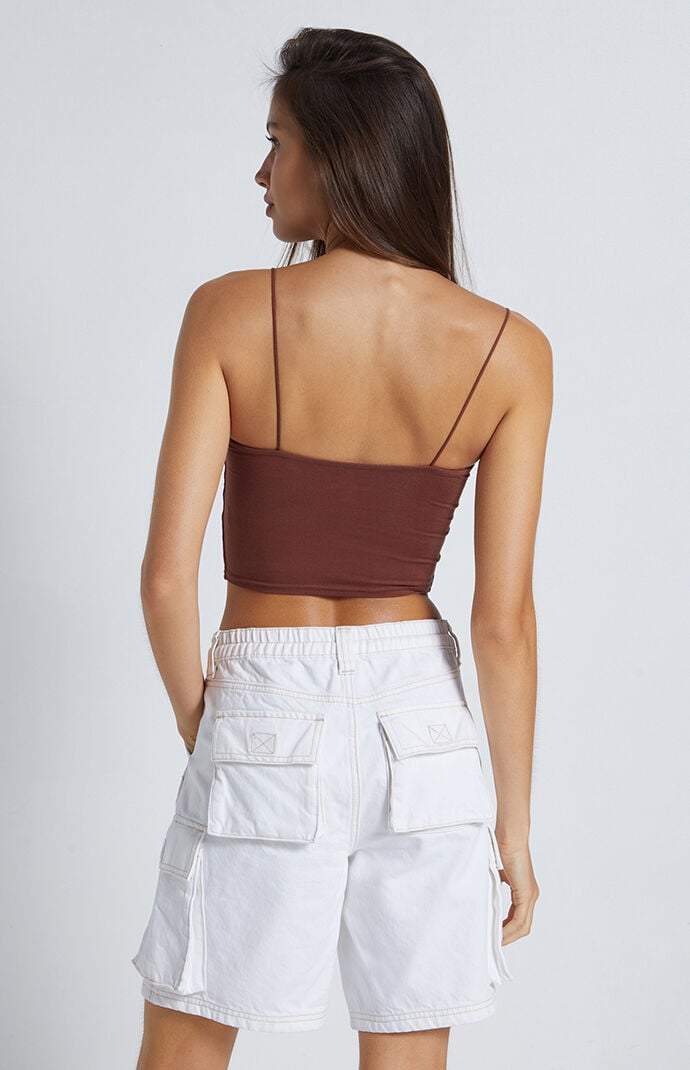 PacSun Off White Elastic Waist Boyfriend Cargo Shorts PacSun