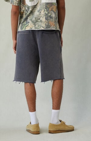 Grey Fleece Baggy Sweat Shorts image number 6