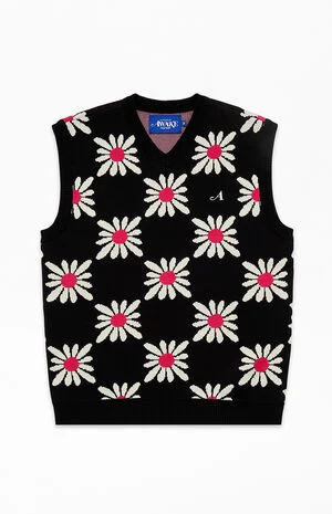 Checkered Floral Sweater Vest image number 1