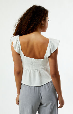 LA Hearts Keyhole Linen Babydoll Top | PacSun