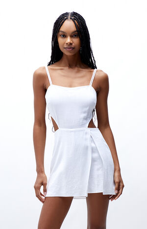 Tie Back Linen Mini Skort Dress image number 1