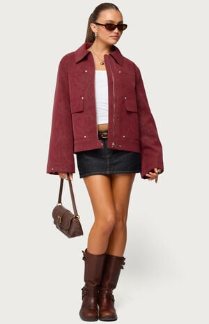 Annabelle Oversized Faux Suede Jacket image number 5