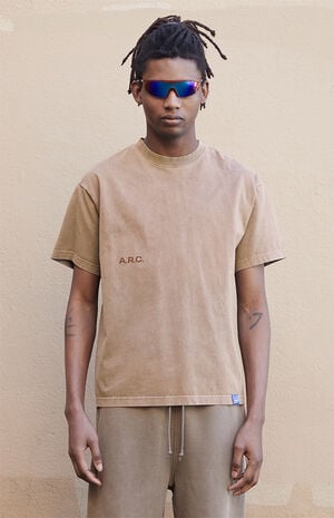 Brown Vintage Wash Heavyweight Oversized T-Shirt image number 2