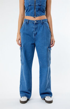Organic Pinstripe Utility Jeans image number 3