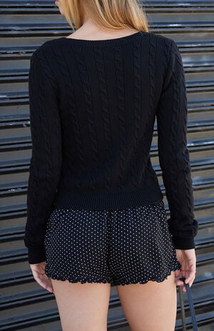 Black Cable Knit Cardigan image number 4