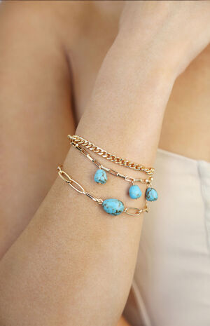 3 Pack Turquoise Nugget Bracelets image number 3