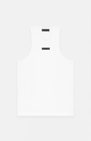 White Ribbed Tank Top image number 1