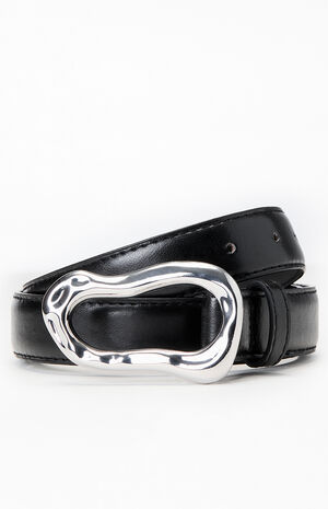 Faux Leather Twisted Buckle Belt image number 1