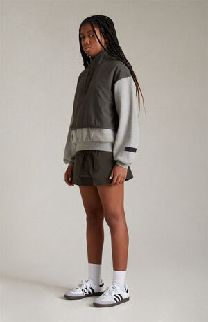 Kids Dark Heather Oatmeal Ink Nylon Fleece Mock Neck Sweatshirt image number 6