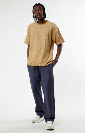 Brown & Tan Slub Stripe Oversized T-Shirt image number 3