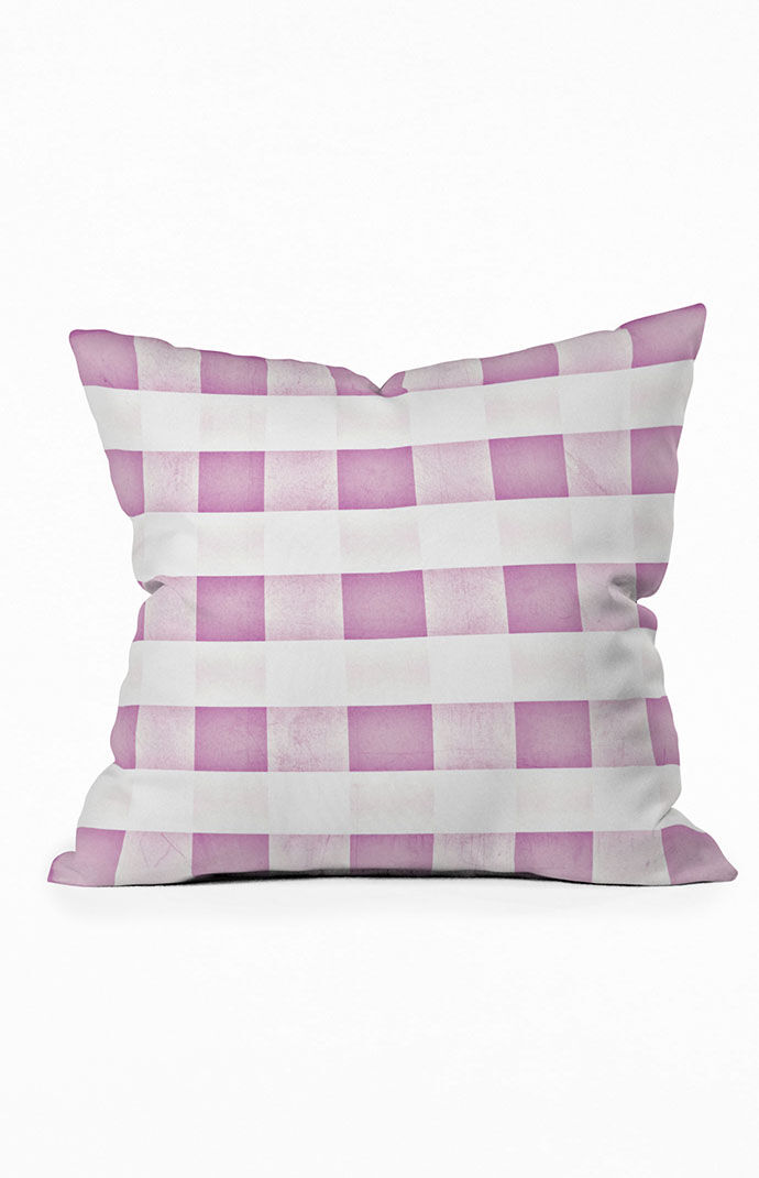 Purple Plaid Large Outdoor Throw Pillow In Purple - One Size