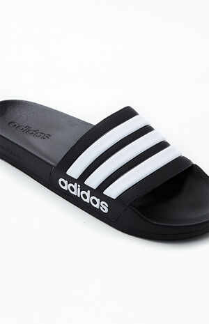 Black Adilette Shower Slide Sandals image number 6