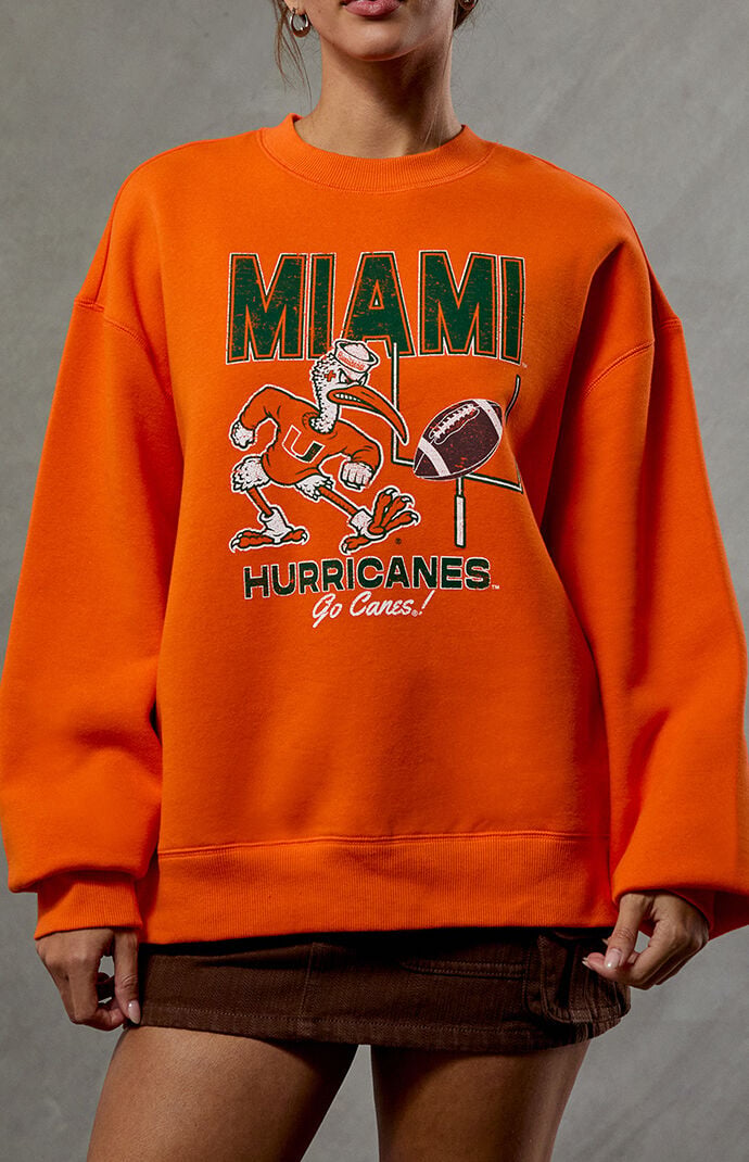 WILD COLLECTIVE Miami Hurricanes Crew Neck Sweatshirt