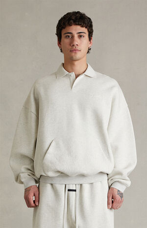 Oatmeal Heather Signature '90s Polo Sweatshirt image number 2