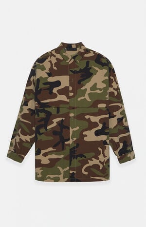 Woodland Camo Military Nylon Overshirt Jacket image number 1