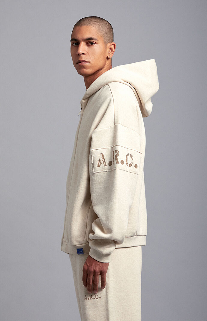 A.R.C. Heather Oatmeal Heavyweight Full Zip Hoodie