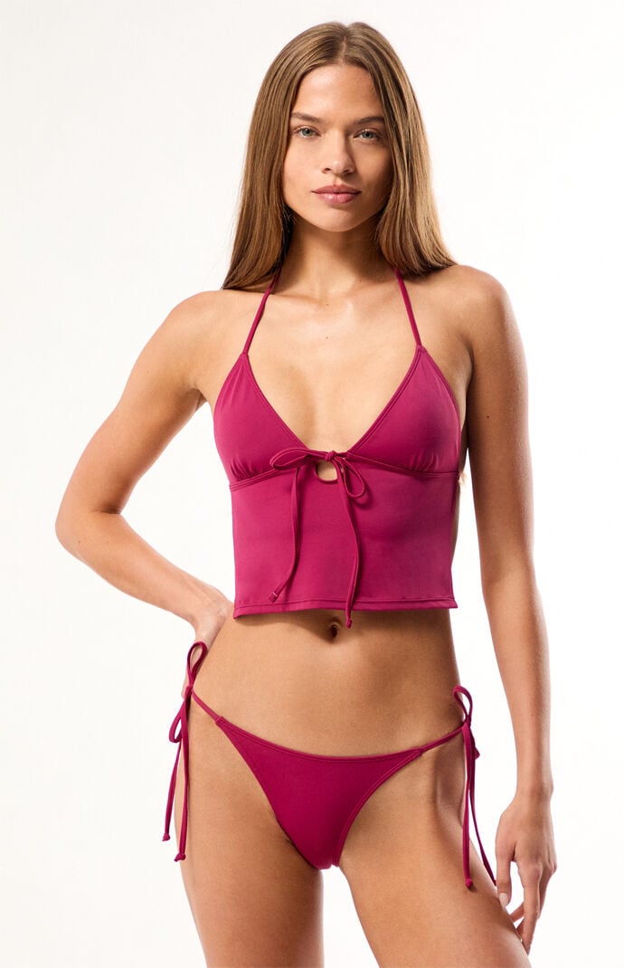 Pacsun Plum Heather Side Tie Cheeky Bikini Bottom