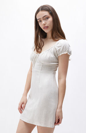 Tie Front Linen Mini Dress image number 3