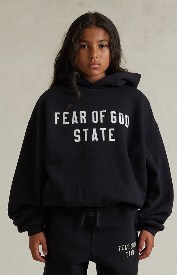 Fear of God ESSENTIALS Kids Jet Black '90s Fit Fleece Hoodie
