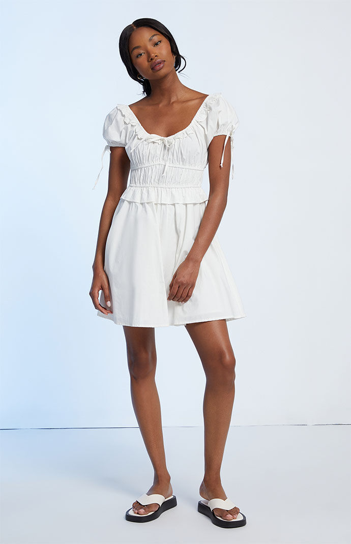 LA Hearts Tie Front Puff Sleeve Mini Dress | PacSun