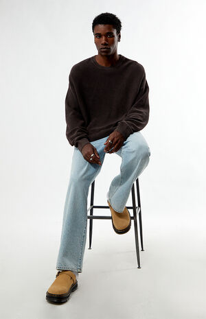 Brown Textured Crew Neck Sweater image number 4