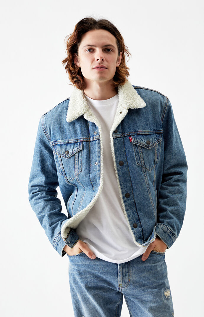 levis sherpa jacket indigo