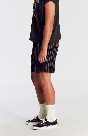 Black Stripe Linen Shorts image number 3