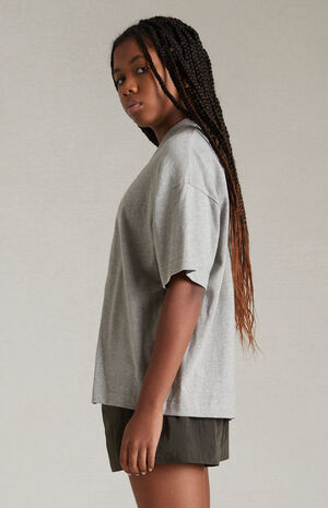 Essentials Dark Heather Oatmeal V-Neck T-Shirt image number 2