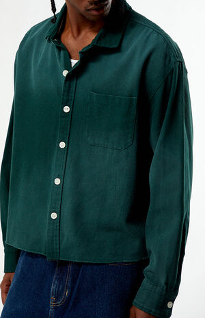 Pike Washed Green Cropped Long Sleeve Work Shirt image number 2