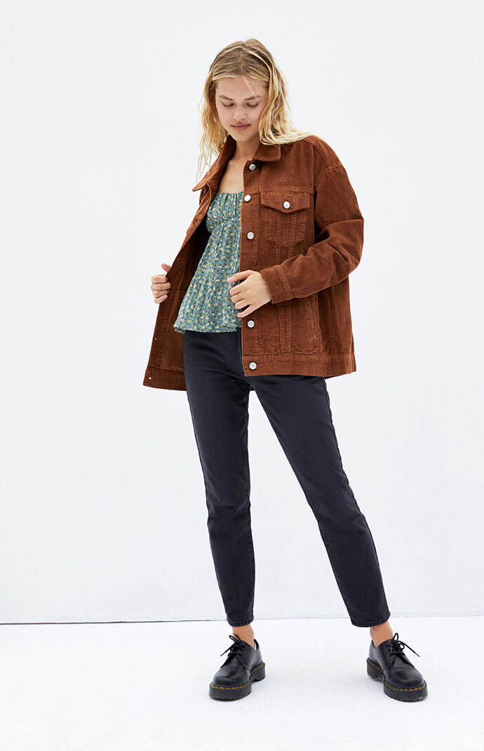 Tan Corduroy Oversized Trucker Jacket