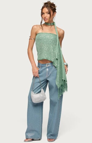 Two Piece Knit Scarf Top image number 5