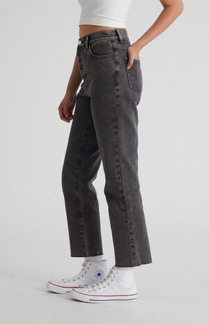 Eco Black High Waisted Straight Leg Jeans image number 2