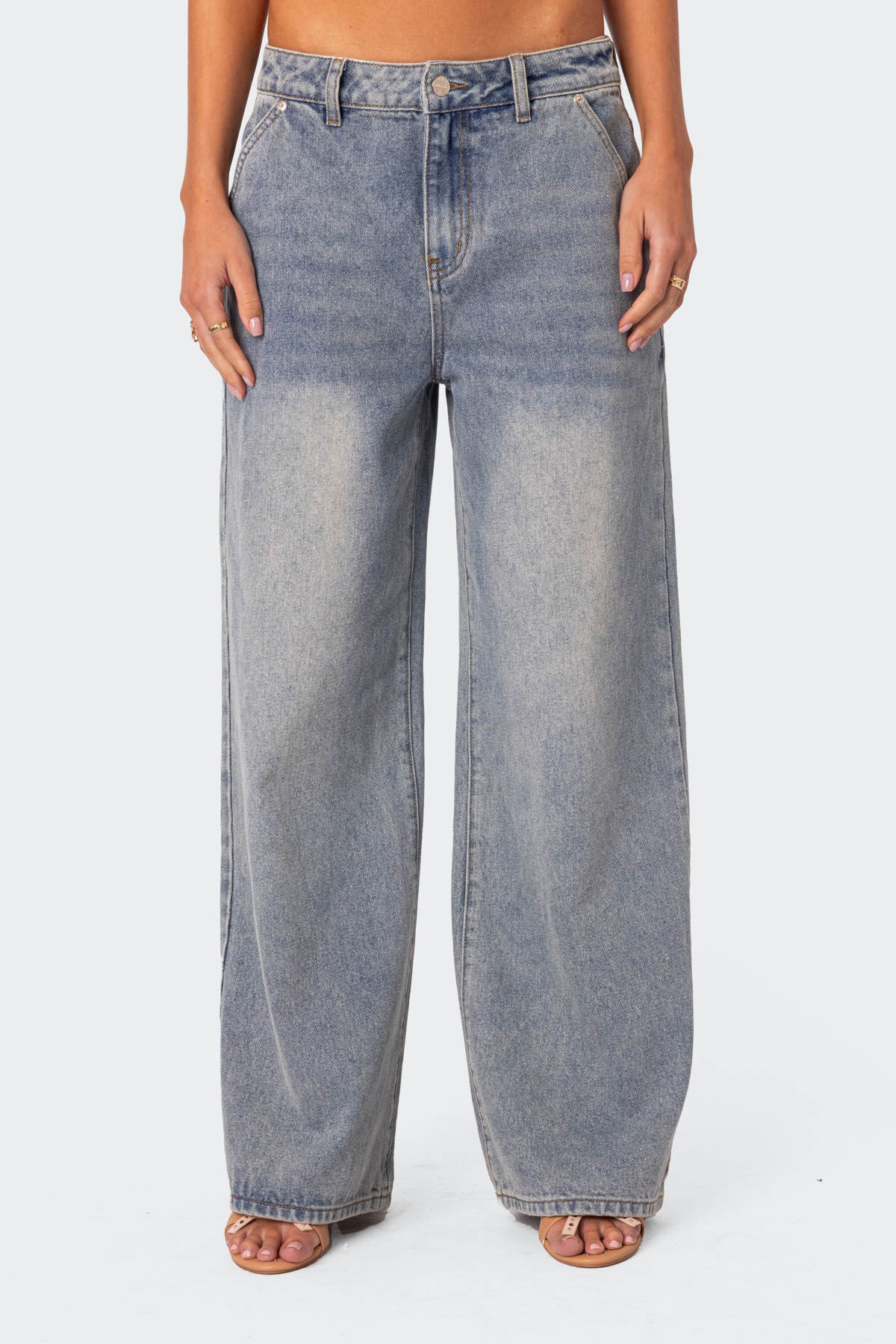 Edikted Myla Washed Low Rise Wide Leg Jeans | PacSun